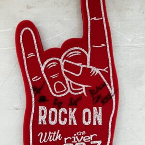 Red 89.7 the river foam finger signed by Dropout Kings