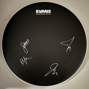 black drumhead signed by yellowcard